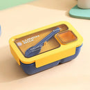 Axyaa 4-Grid Leakproof Bento Lunch Box with Tableware - Portable and Microwave-Safe