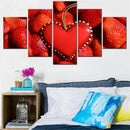 Axyaa Red Heart Strawberries Canvas Wall Art Poster Painting Home Decor