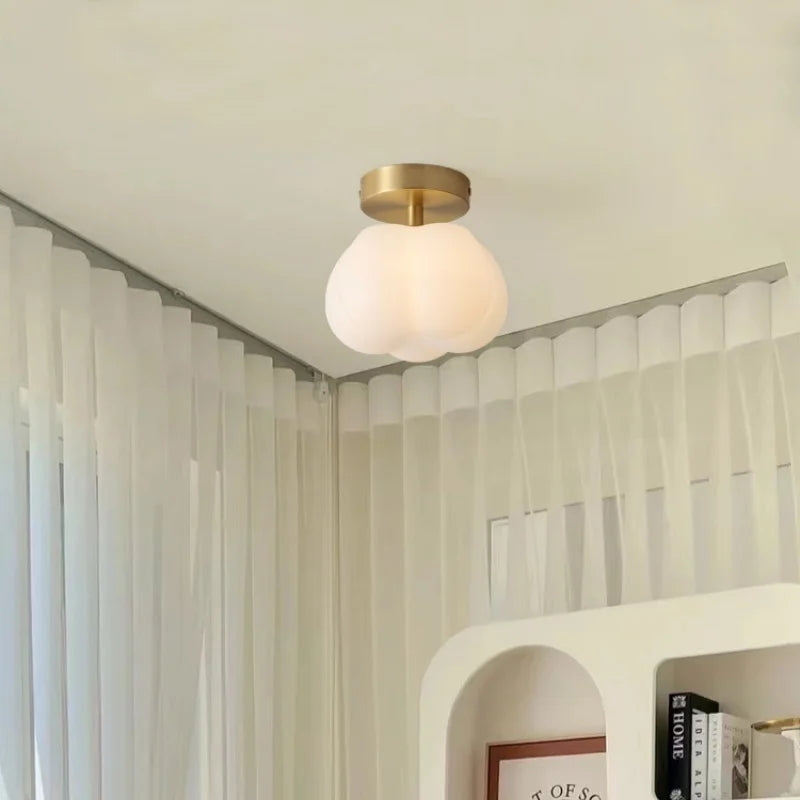 Axyaa Cream LED Ceiling Lamp Halloween Decor Cotton Nordic Lights Fixtures