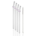 Axyaa Glass Straw Set for Drinks, 5pcs High Borosilicate Cocktail Straws & Cleaning Brush