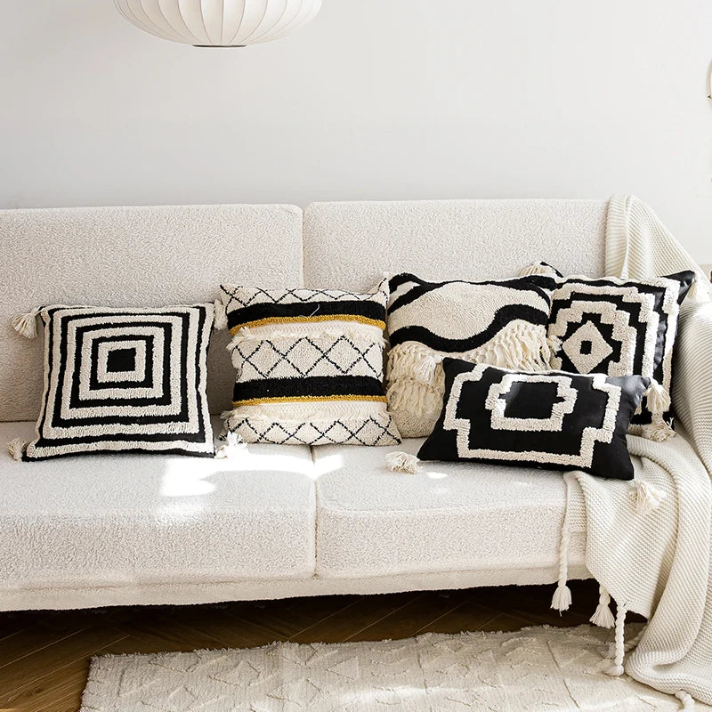 Axyaa Tufted Boho Pillow Cover with Tassels 45x45cm