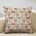 Axyaa Cat Pillow Case: 45x45cm Linen Decorative Cushion Cover for Home Decor