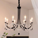 Axyaa Black Metal Candle Chandelier LED Pendant Lights for Living Room Home Decor