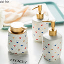 Axya Heart Ceramic Soap Dispenser Shower Gel Shampoo Lotion Hand Sanitizer Bottle