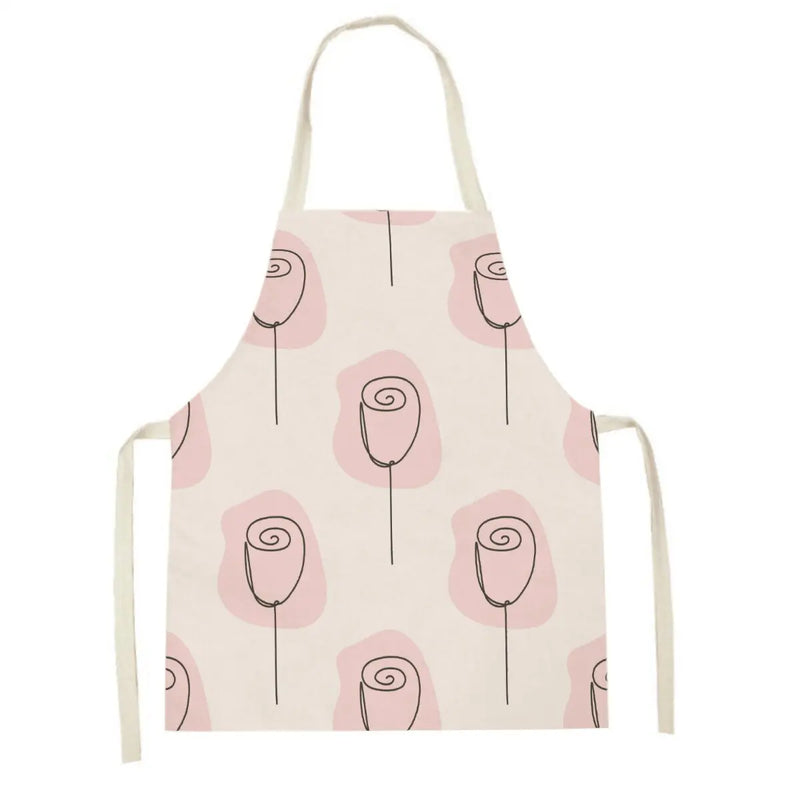 Axyaa Pink Tulip Kitchen Apron for Men and Women - Minimalist Floral Plant Design