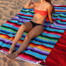 Axyaa Boho Beach Blanket: Hand-Striped Mat with Tassels