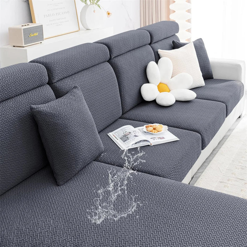 Axyaa Flocking Sofa Seat Cushion Cover Stretch Slipcover for Living Room Decor