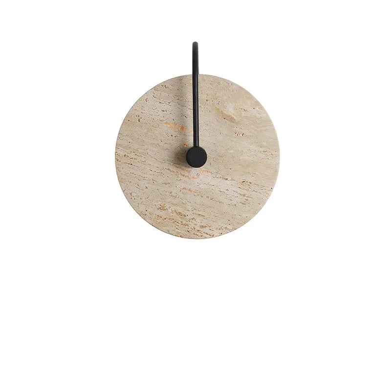 Axyaa Round Stone LED Wall Lights Black Metal Sconce Lamp