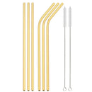 Axyaa Gold Stainless Steel Reusable Metal Straw Set for Parties and Juice Bars