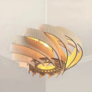 Axyaa Wooden Moon Chandelier Nordic Spiral Pendant Light Solid Walnut Basswood