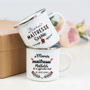 Axyaa Personalized Teacher Mug - Merci Maitresse Enamel Coffee Cup