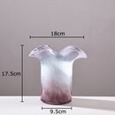 Axyaa Lotus Leaf Edge Glass Vase for Table Decoration and Floral Arrangement