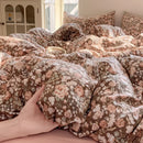Axyaa Korean Floral Bedding Set 2025: Washed Cotton Duvet Cover, Girls Bedding Sheet Sets