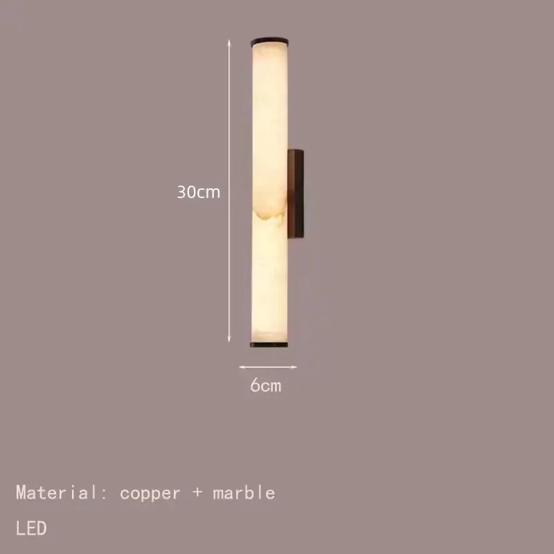 Natural Marble LED Wall Lights by Axyaa - Copper Parlor Dining Room SconcesLuxury Bedroom Art Deco Drop