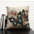 Axyaa Butterfly Linen Cushion Cover - Home Decor Pillowcase for All Seasons