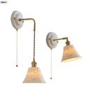 Axyaa Vintage LED Wall Lamp with Adjustable Copper Arm 70CM - White Ceramic