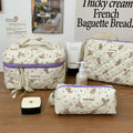 Axyaa Floral Cosmetic Bag Set - 3pcs Portable Toiletry Organizer for Women