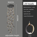 Axyaa Black Gold Chandelier Modern Minimalist Luxury Lighting for Duplex Staircase Lamp