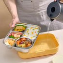 Axyaa 4/5 Grids Stainless Steel Divided Lunch Box Set with Cutlery