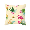 Flamingo Flower Rainforest Cushion Cover with Tropical Plant Animal Pattern by Axyaa