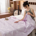 Axyaa Cotton Throw Blanket: Breathable Summer Comforter Quilt, Letter Leaf Design.