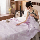 Axyaa Cotton Throw Blanket: Breathable Summer Comforter Quilt, Letter Leaf Design.