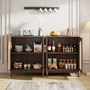 Axyaa Rattan Sideboard Buffet Cabinet, Set of 2, 59 Inch Accent Storage Cabinet