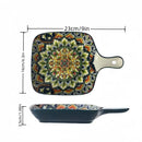 Axyaa Bohemian Ceramic Square Plate for Snacks and Fruits