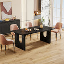 Axyaa 71" Modern Wood Dining Table for 6, Rectangular Kitchen Dinner Table with Pedestal Base