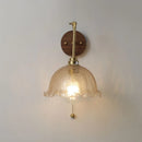 Axyaa Amber Glass LED Wall Lights Pull Chain Switch - Modern Nordic Design
