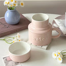 Axyaa Ceramic Water Bottle-Shaped Cups with Lids, Set of Multifunctional Large and Small Cups