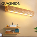 Axya Wood Stripe Mirror Lamp with Acrylic Lampshade for Bathroom and Dressing Table