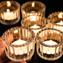 Glass Tealight Candle Holder Set by Axyaa - Clear Mini Candlestick Table Centerpiece