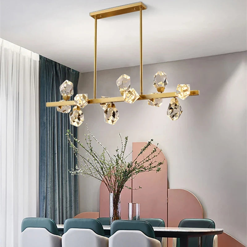Axyaa Nordic Modern Crystal Chandelier LED Pendant Lights for Home Decor