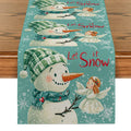 Axyaa Snowman Girl Angel Table Runner - Festive Dining Decor for Christmas