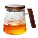 Axyaa Thermal Glass Mug with Lid and Wood Handle - Creative Office Coffee Cup