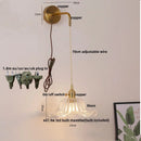 Axyaa Copper LED Wall Lamp Sconce with Glass Shade & Pull Chain Switch