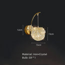 Axyaa Crystal Wall Lamp: Gold Metal, G9 Bulb, Adjustable Wire, Elegant Lighting for Home