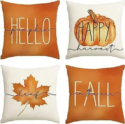 Axyaa Buffalo Check Print Linen Pillow Cover 45x45 for Fall Thanksgiving Decor