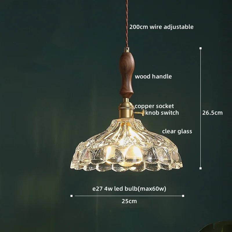 Axyaa Copper Glass LED Pendant Light - Nordic Style for Bedroom, Kitchen, Bar, Stairway
