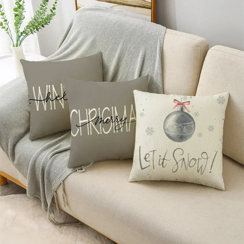 Axyaa Christmas Throw Pillow Covers - Zigzag Reindeer Red Pillowcase