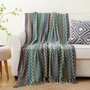 Axyaa Boho Knit Throw Blanket with Tassels - Soft Woven Sofa and Bed Plaid