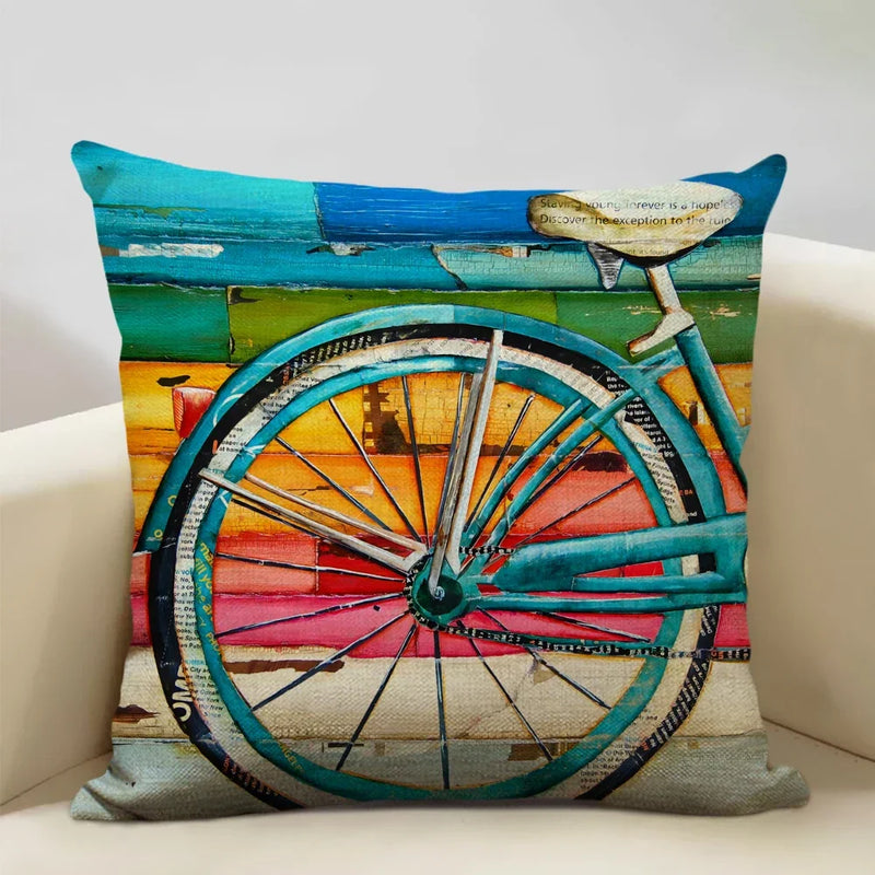Retro Oil Painting Pattern Pillow Case 45x45cm for Home Sofa Decor - Axyaa