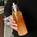Axyaa Glass Tumbler with Handle and Straw, Heat-resistant Juice/Water Bottle, Scale Design