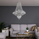 Axyaa Crystal Chandelier: Metal, Glass Shade, Luxury, Gold/Silver, Living Room, Hotel Lobby, Ceiling Lamp