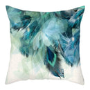 Axyaa Peacock Feather Polyester Cushion Covers - Leaf Printed Decorative Pillow Cases