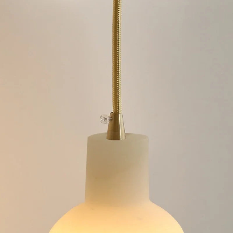 Axyaa White Marble LED Pendant Light: Modern Japanese Style for Bathroom, Restaurant, Hotel Room