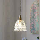 Axyaa Green Glass Shade Chandelier for Bedroom Dining Room Modern Minimalist LED Hanging Lamp