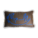 Axyaa Medieval Critter Embroidery Cushion Cover in Coffee Brown - 30x50cm
