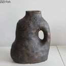 Axyaa Retro Ceramic Vase with Creative Handle for Table Decoration and Flower Arrangement